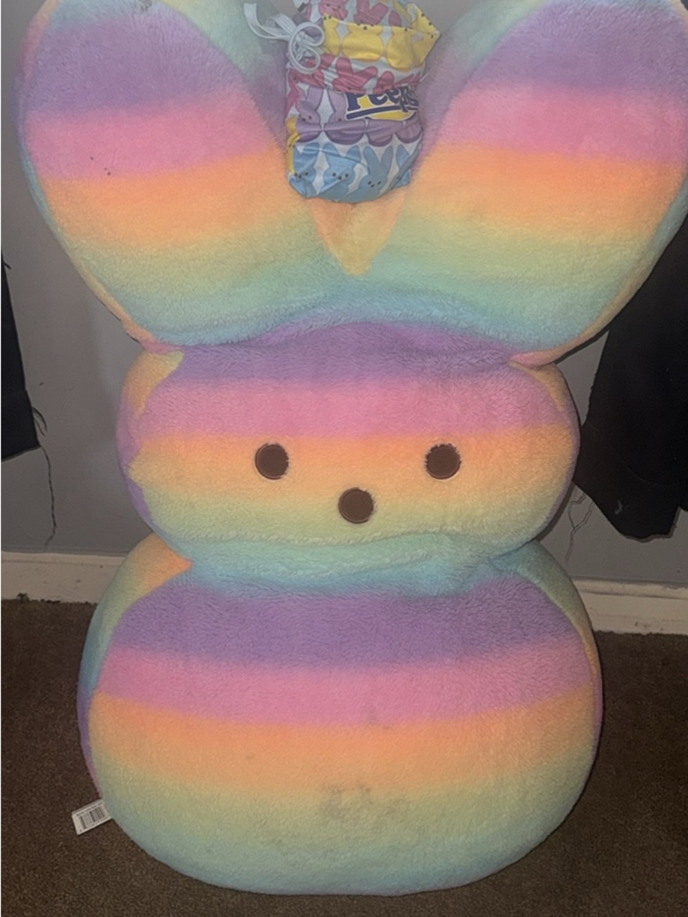 Giant Plush Rainbow Peeps Bunny Pillow w/ Peeps Bunny Pajama Pants